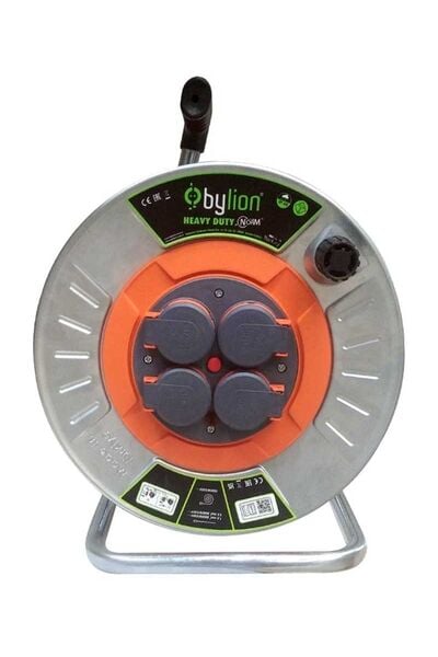 Bylion MMP-50315-F 50m 3x1,5 TTR Kapaklı Metal Kablolu Makara