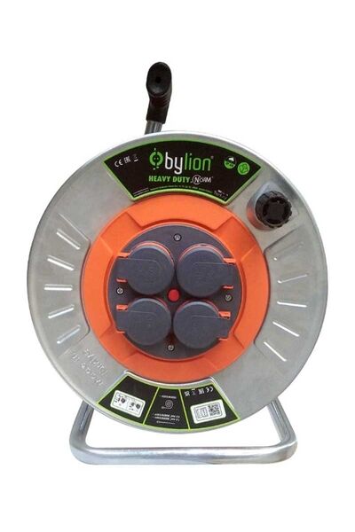 Bylion MMP-20325-F 20m 3x2,5 TTR Kapaklı Metal Kablolu Makara