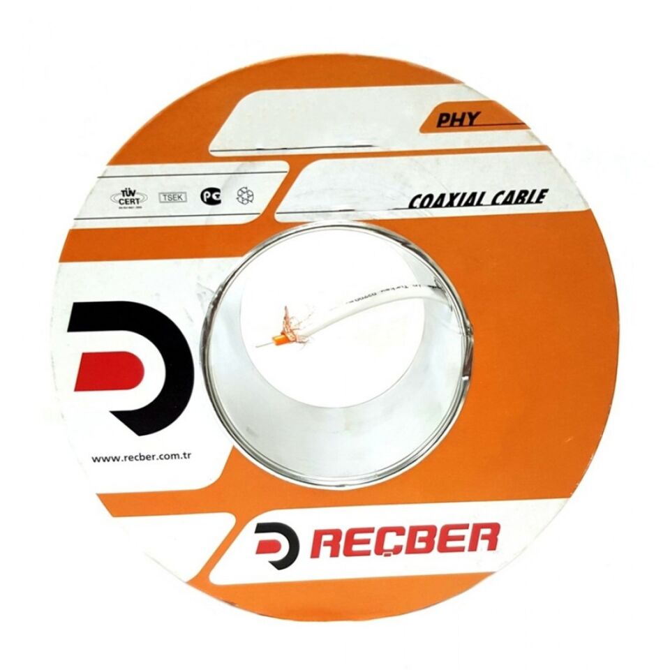 Recber Koaksiyel Kablo PVC RG6/U-4 TV Cu/Al