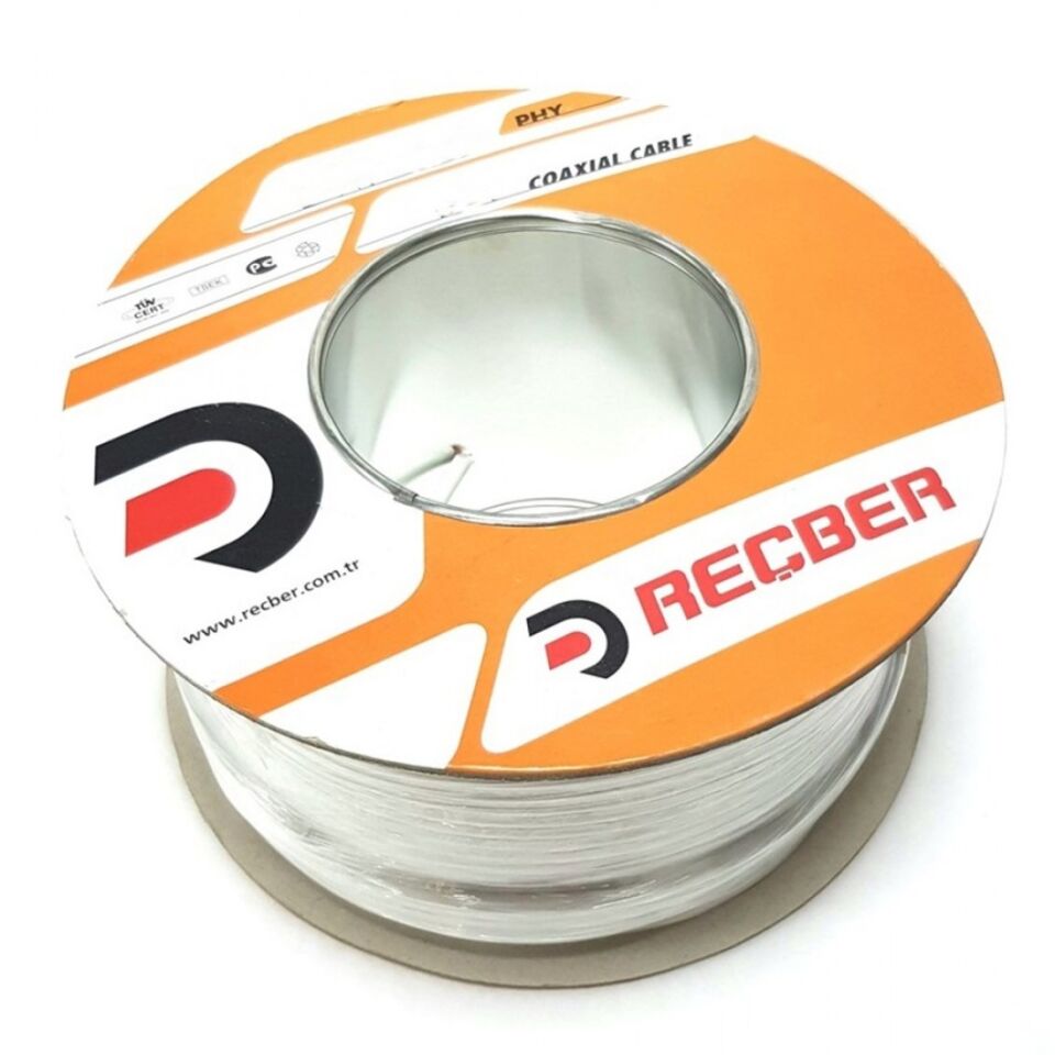 Recber Koaksiyel Kablo PVC RG6/U-4 TV Cu/Al