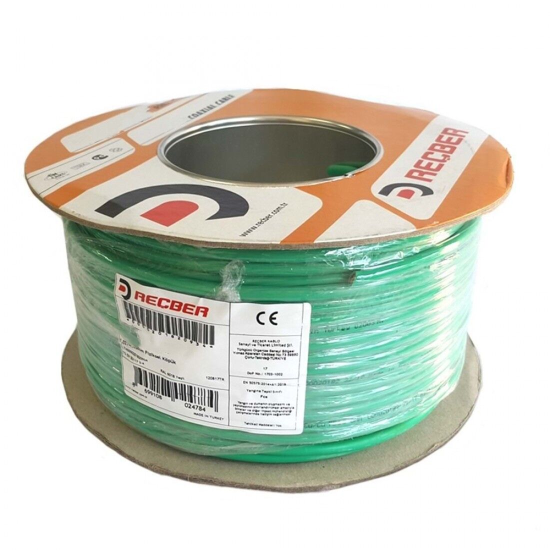 Reçber 307059 Koaksiyel Kablo RG6 U/6 PHY-PVC Cu/Cu Yeşil