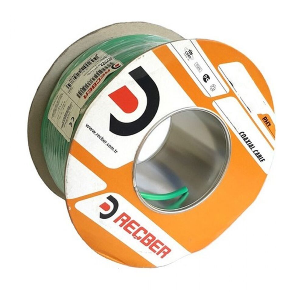 Reçber 307059 Koaksiyel Kablo RG6 U/6 PHY-PVC Cu/Cu Yeşil