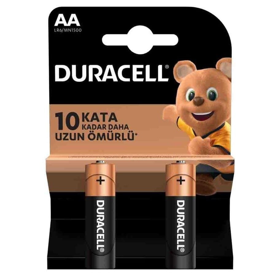 Duracell LR6/MN1500 Alkalin AA Kalem Pil (2'li Paket) - 15 Kata Kadar Daha Uzun Ömür!