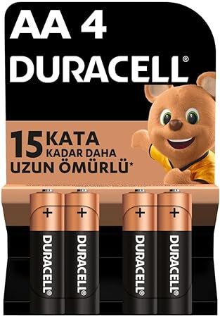 Duracell Alkalin AA Kalem Pil 1.5V (LR6 / MN1500) – Güçlü ve Dayanıklı Enerji, 4'lü Paket