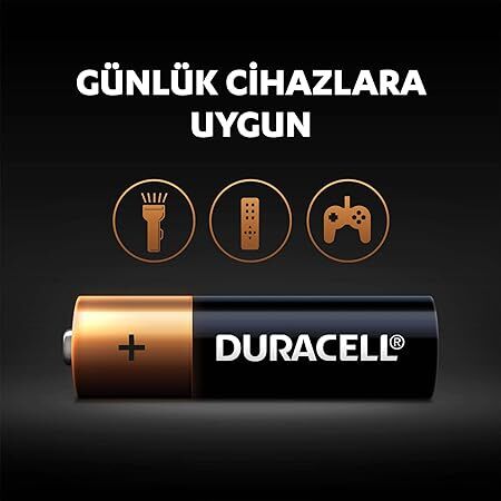 Duracell Alkalin AA Kalem Pil 1.5V (LR6 / MN1500) – Güçlü ve Dayanıklı Enerji, 4'lü Paket