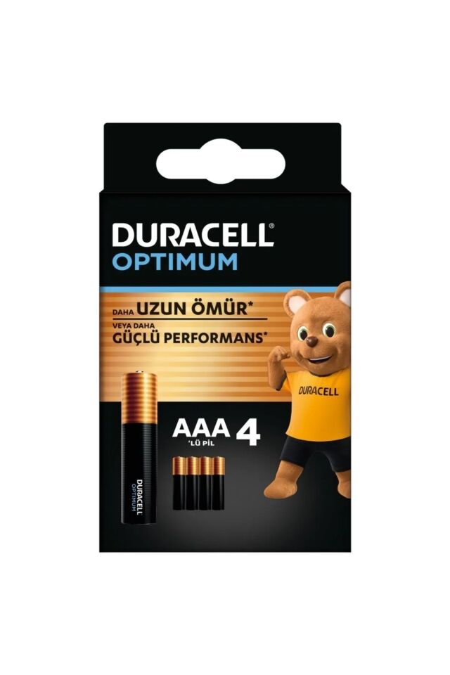 Duracell Optimum AAA Alkalin İnce Kalem Pil, 1.5V LR03/MN2400 (4'lü Paket)