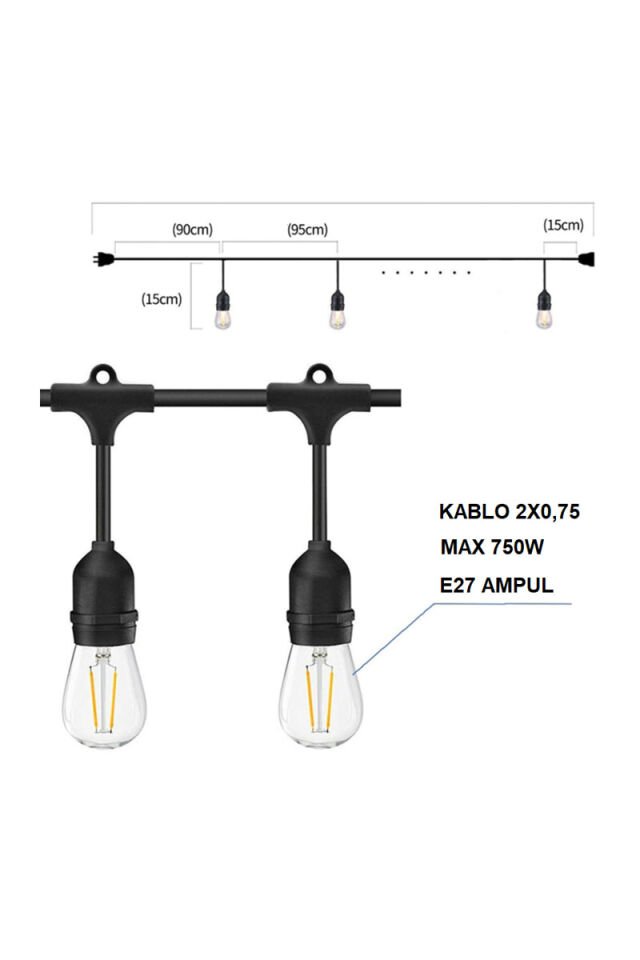 Cata E27 5m Sarmaşık Bahçe Armatürü (Eklenebilir )